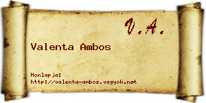 Valenta Ambos névjegykártya